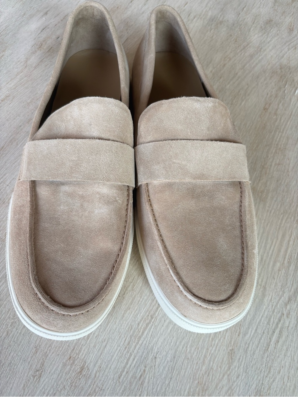 Vince Beige Suede Slip-On Loafers